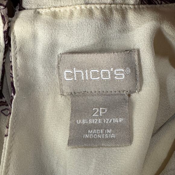 Chico’s Petite SZ 2P (Large) Top Paisley Accordion Pleats Long Sleeves Lined - Picture 9 of 10